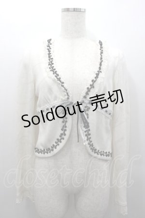 画像: FRILL / はしごレースリボンカーディガン  白Ｘ黒 I-26-02-06-028-HN-TO-SA-ZI