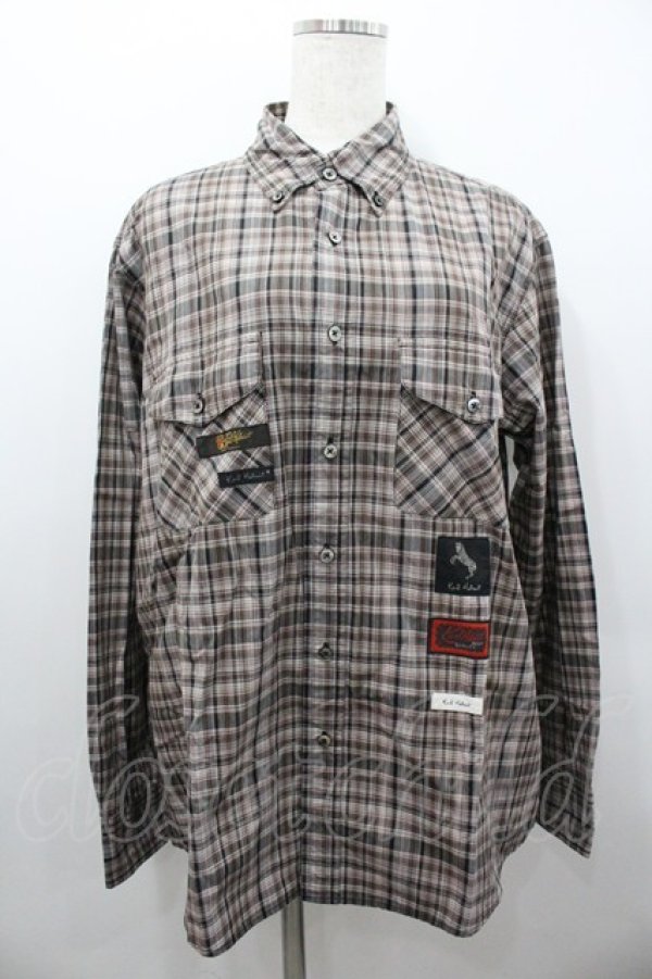 画像1: Karl Helmut / チェック&ワッペン長袖シャツ  ブラウン I-26-02-06-030-EL-BL-SA-ZI (1)