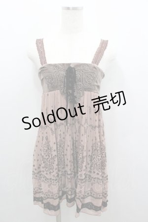 画像: axes femme / フロッキーパネル2WAYチュニ  ブラウン I-26-02-08-034-AX-TO-SA-ZI