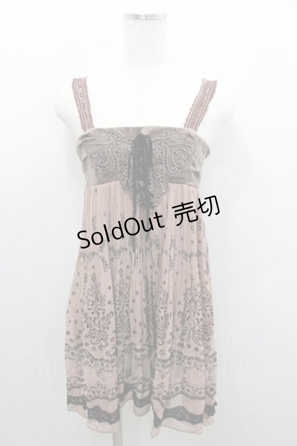 画像1: axes femme / フロッキーパネル2WAYチュニ  ブラウン I-26-02-08-034-AX-TO-SA-ZI (1)