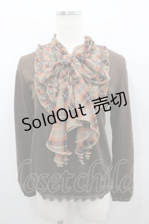 画像: axes femme / チェックフリルトップス  ブラウン I-26-02-08-035-AX-TO-HR-ZI
