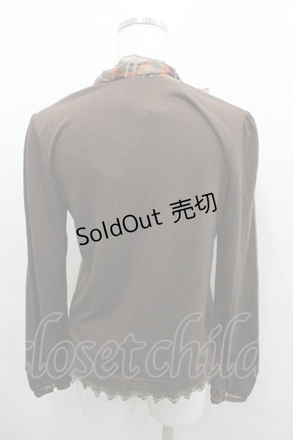 画像2: axes femme / チェックフリルトップス  ブラウン I-26-02-08-035-AX-TO-HR-ZI (2)