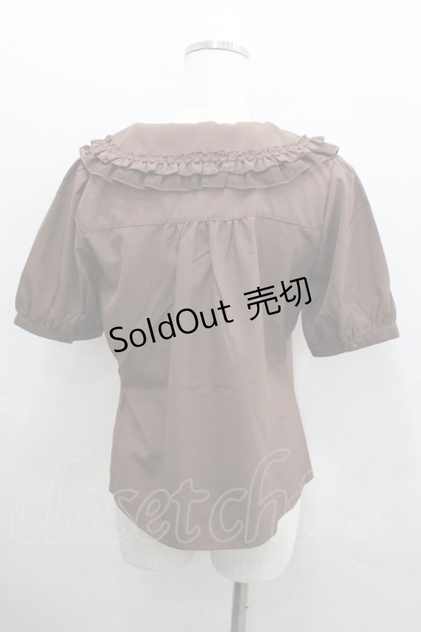 画像3: axes femme POETIQUE / リボンフリル半袖ブラウス  モカ I-26-02-08-037-AX-BL-HR-ZI (3)