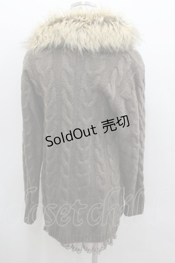 画像3: axes femme / ファー襟ロングニットカーディガン  ブラウン I-26-02-08-038-AX-TO-SA-ZI (3)