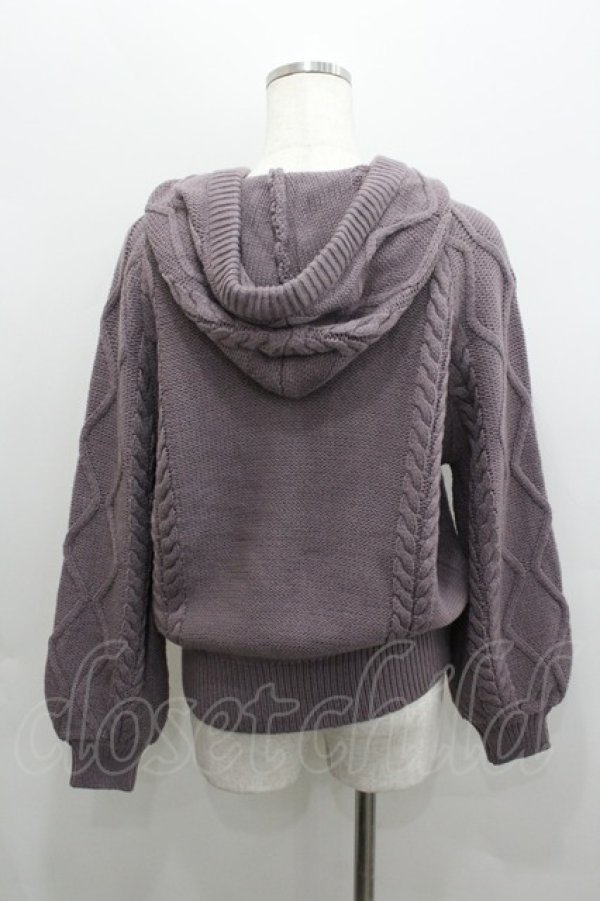 画像3: axes femme / ケーブル編みニットパーカー  パープル I-26-02-08-041-AX-TO-SA-ZI (3)