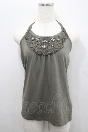 画像: axes femme / /レースホルターネック  カーキ I-26-02-08-042-AX-TO-HR-ZI