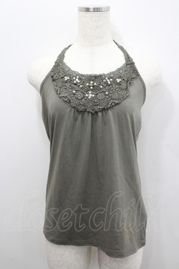 画像1: axes femme / /レースホルターネック  カーキ I-26-02-08-042-AX-TO-HR-ZI (1)