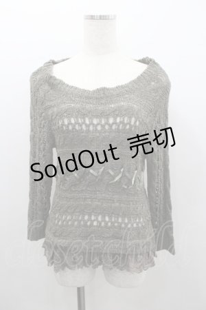 画像: axes femme / リボン編み風ニットトップス  カーキ I-26-02-08-044-AX-TO-SA-ZI