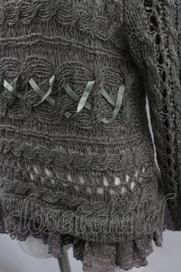 画像2: axes femme / リボン編み風ニットトップス  カーキ I-26-02-08-044-AX-TO-SA-ZI (2)