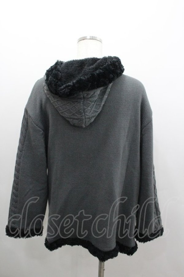 画像3: axes femme / ニット&ボアリバーシブルカーディガン  グレーＸ黒 I-26-02-08-045-AX-TO-SA-ZI (3)