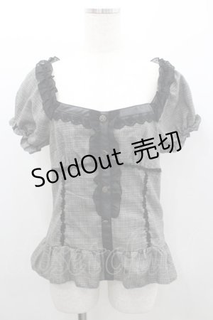 画像: axes femme / チェック柄ペプラムトップス  黒チェック I-26-02-08-046-AX-TO-SA-ZI