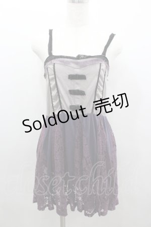 画像: axes femme / レース切り替えキャミチュニック  グレーＸパープル I-26-02-08-048-AX-TO-SA-ZI