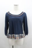 画像1: axes femme / 裾チェックフリルニットトップス  ネイビーＸブラウン I-26-02-08-050-AX-TO-SA-ZI (1)