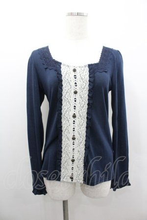 画像: axes femme / フロントレースデザイントップス  ネイビーＸ白 I-26-02-08-051-AX-TO-SA-ZI