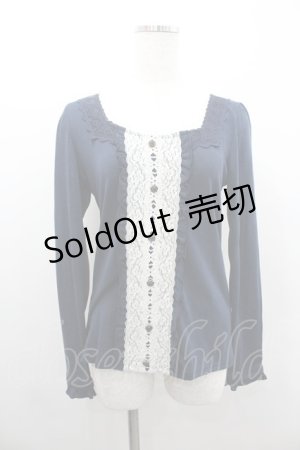 画像: axes femme / フロントレースデザイントップス  ネイビーＸ白 I-26-02-08-051-AX-TO-SA-ZI