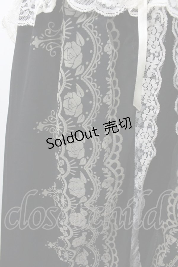 画像2: axes femme / フロッキー薔薇プリントシフォンキャミベビードール  黒Ｘ白Ｘベージュ I-26-02-08-053-AX-OP-SA-ZI (2)