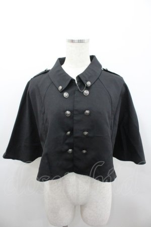 画像: axes femme / チェーン付きダブル釦ケープ  黒 I-26-02-08-055-AX-JA-SA-ZI