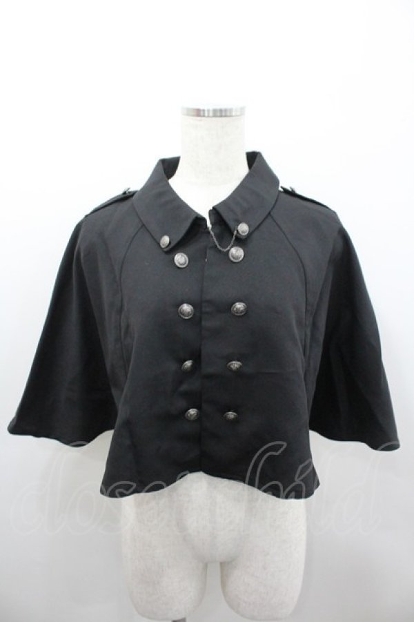 画像1: axes femme / チェーン付きダブル釦ケープ  黒 I-26-02-08-055-AX-JA-SA-ZI (1)