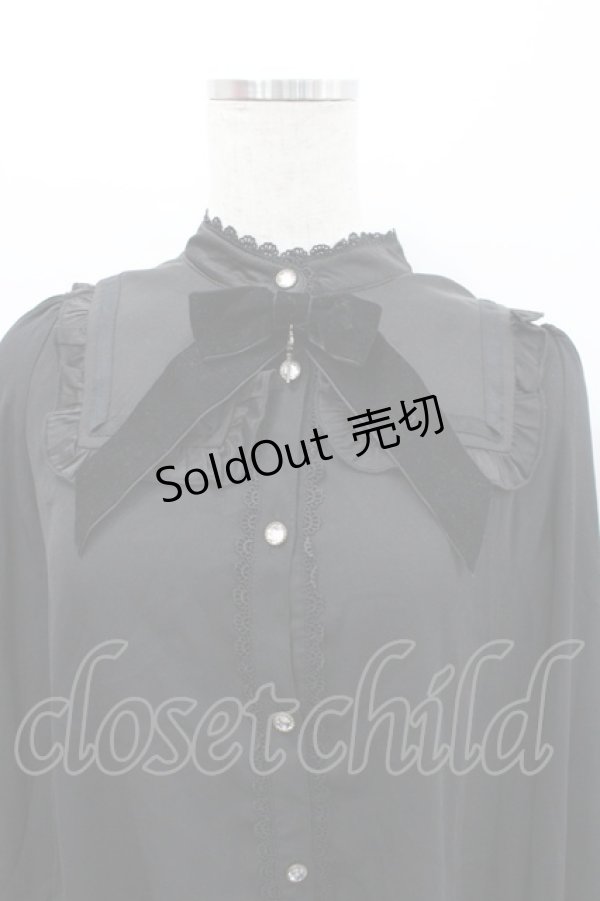 画像2: axes femme kawaii / セーラー立ち襟ブラウス  黒 I-26-02-08-056-AX-BL-HR-ZI (2)