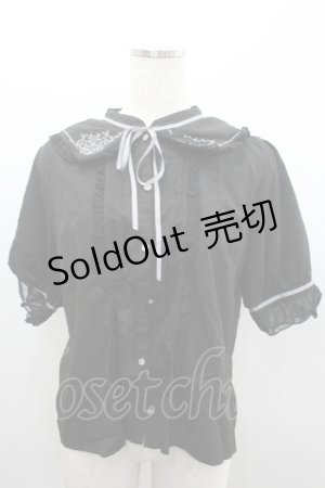 画像: axes femme / モチーフ刺繍ブラウス  黒 I-26-02-08-058-AX-BL-SA-ZI