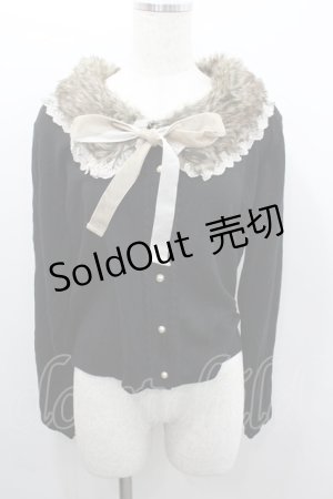 画像: axes femme / ファー付ニットカーデ  黒Ｘブラウン I-26-02-08-059-AX-TO-SA-ZI