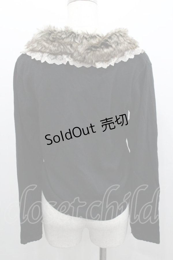 画像3: axes femme / ファー付ニットカーデ  黒Ｘブラウン I-26-02-08-059-AX-TO-SA-ZI (3)