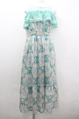 画像: axes femme POETIQUE / アクアマリン肩あきワンピース M ミントＸアイボリー I-26-02-08-066-AX-OP-SA-ZI