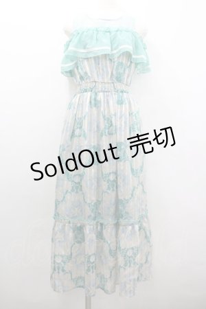 画像: axes femme POETIQUE / アクアマリン肩あきワンピース M ミントＸアイボリー I-26-02-08-066-AX-OP-SA-ZI