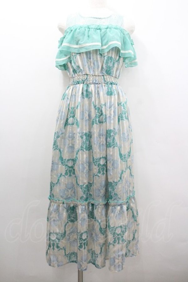 画像1: axes femme POETIQUE / アクアマリン肩あきワンピース M ミントＸアイボリー I-26-02-08-066-AX-OP-SA-ZI (1)