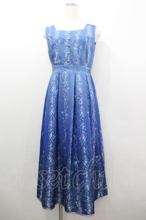 画像1: axes femme / ラメールプリントワンピース  青 I-26-02-08-067-AX-OP-SA-ZI (1)