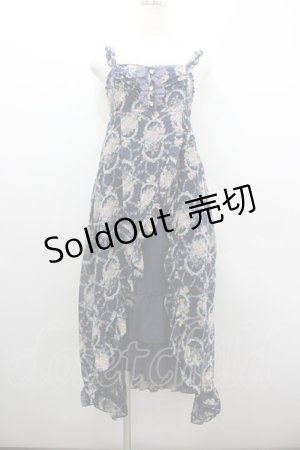 画像: axes femme / スリット入りバラ柄ロングワンピース  アイボリー I-26-02-08-069-AX-OP-SA-ZI