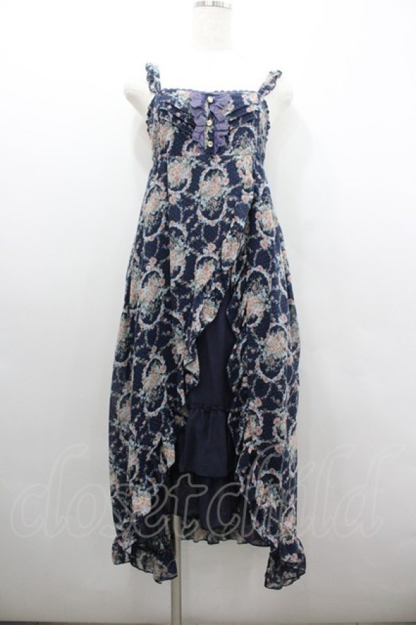 画像1: axes femme / スリット入りバラ柄ロングワンピース  アイボリー I-26-02-08-069-AX-OP-SA-ZI (1)