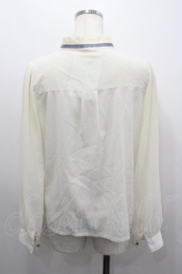 画像3: axes femme / フロントレースハイネックブラウス  生成りＸ青 I-26-02-08-007-AX-BL-SA-ZI (3)