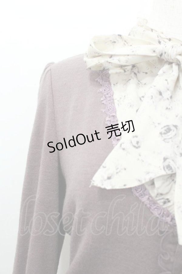 画像2: axes femme / ローズpt重ね着風ワンピース  ピンクＸアイボリー I-26-02-08-070-AX-OP-SA-ZI (2)