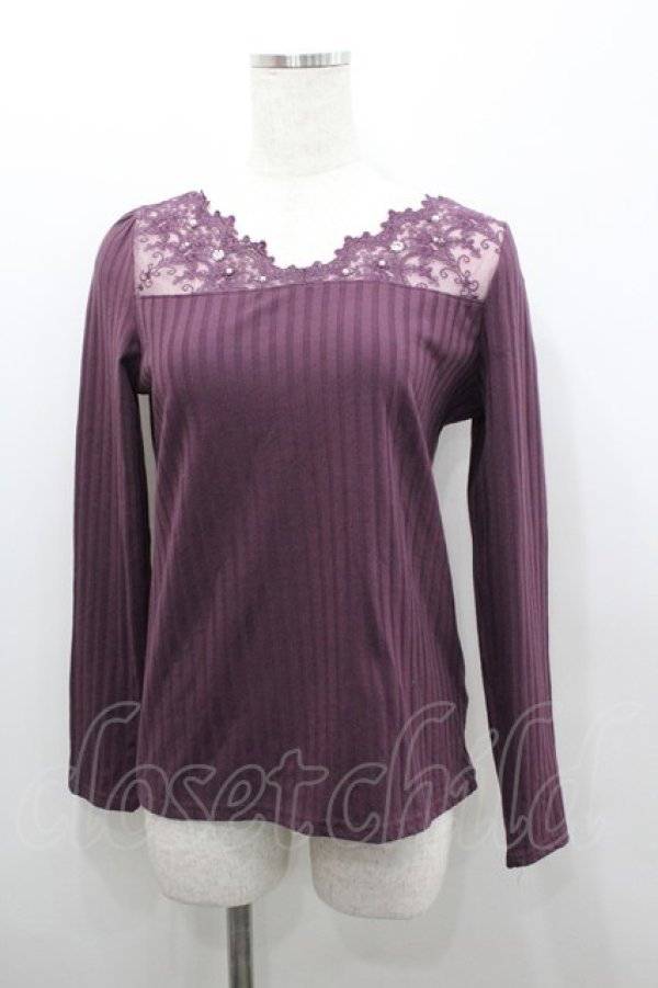画像1: axes femme / 繊細レース長袖インナー  パープル I-26-02-08-071-AX-TO-HR-ZI (1)