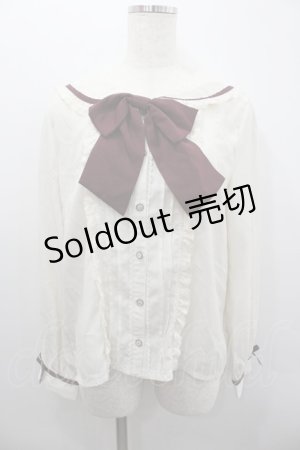 画像: axes femme / レース襟セーラーブラウス  アイボリーＸボルドー I-26-02-08-008-AX-BL-SA-ZI