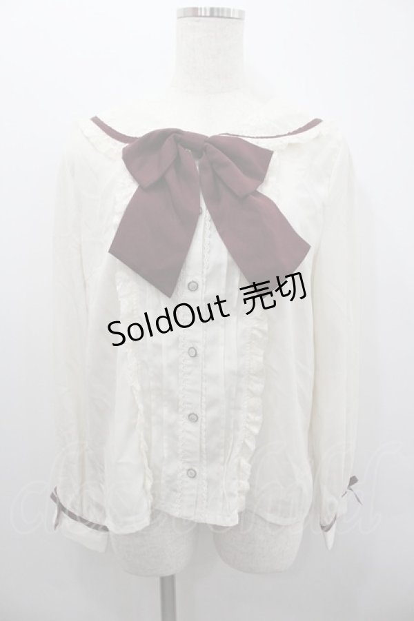 画像1: axes femme / レース襟セーラーブラウス  アイボリーＸボルドー I-26-02-08-008-AX-BL-SA-ZI (1)