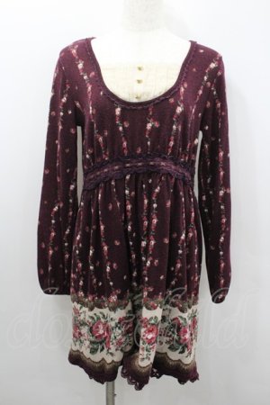 画像: axes femme / ローズパネル柄カットチュニ  ボルドー I-26-02-08-075-AX-OP-SA-ZI