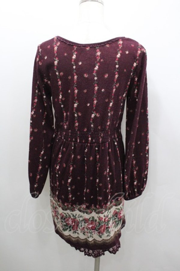 画像3: axes femme / ローズパネル柄カットチュニ  ボルドー I-26-02-08-075-AX-OP-SA-ZI (3)