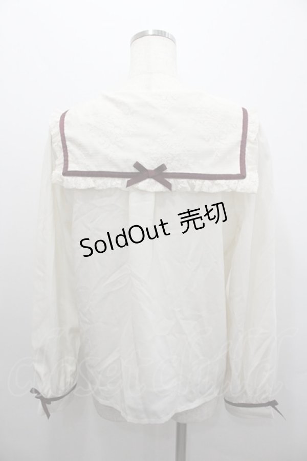 画像3: axes femme / レース襟セーラーブラウス  アイボリーＸボルドー I-26-02-08-008-AX-BL-SA-ZI (3)