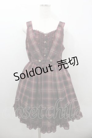 画像: axes femme / フロッキーptチェックジャンパースカート  赤Ｘ黒チェック I-26-02-08-081-AX-OP-SA-ZI