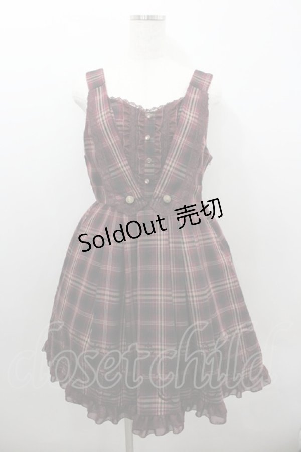 画像1: axes femme / フロッキーptチェックジャンパースカート  赤Ｘ黒チェック I-26-02-08-081-AX-OP-SA-ZI (1)