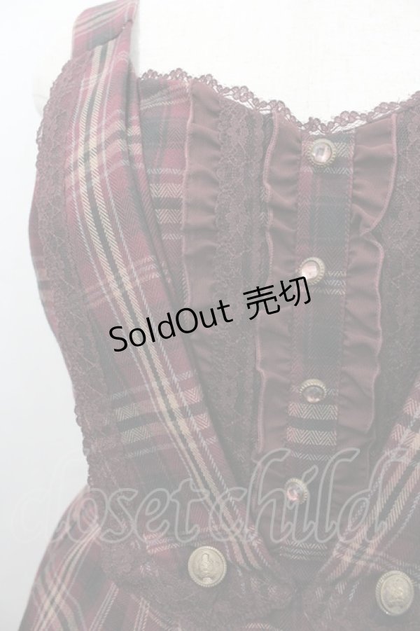 画像2: axes femme / フロッキーptチェックジャンパースカート  赤Ｘ黒チェック I-26-02-08-081-AX-OP-SA-ZI (2)