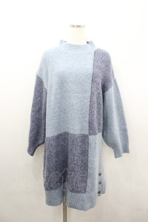 画像: axes femme / バイカラーニットチュニック  ブルー I-26-02-08-083-AX-TO-HR-ZI