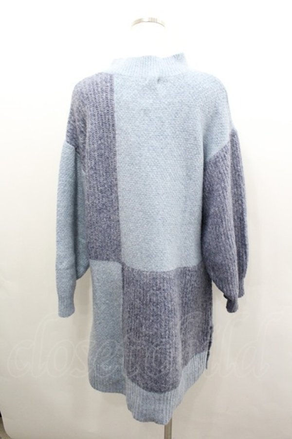 画像3: axes femme / バイカラーニットチュニック  ブルー I-26-02-08-083-AX-TO-HR-ZI (3)