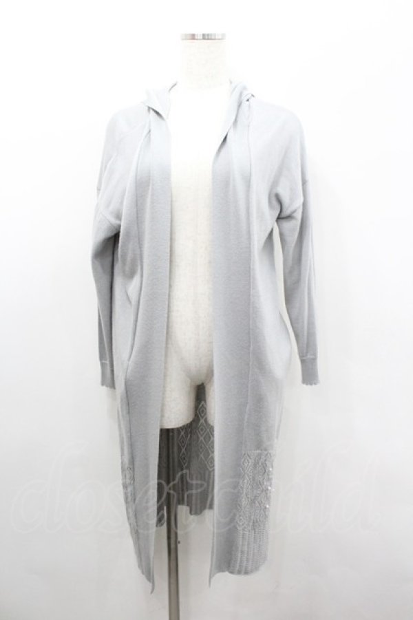 画像1: axes femme / 裾切替フードロングカーディガン  ライトグレー I-26-02-08-084-AX-TO-HR-ZI (1)