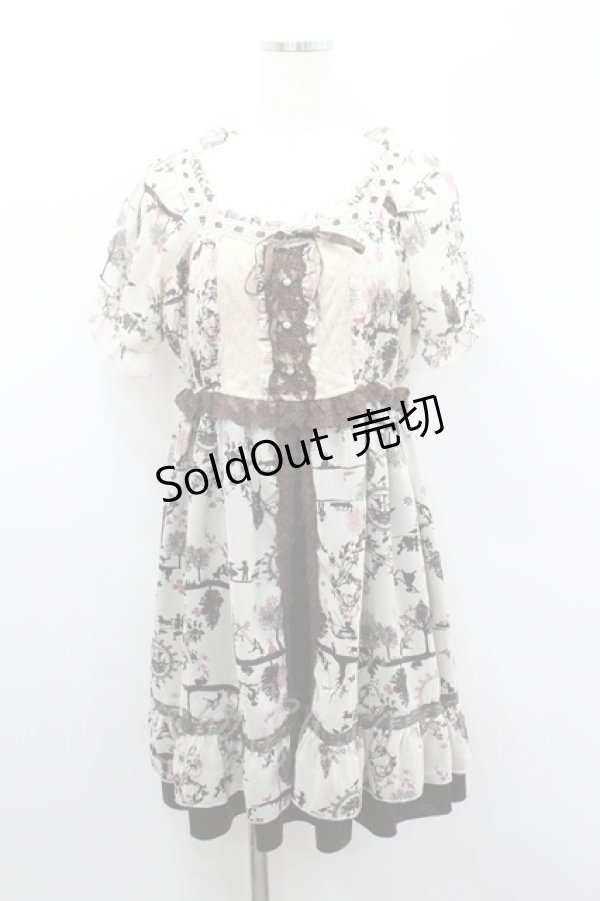 画像1: axes femme / シルエットプリントチュニック  ベージュＸブラウン I-26-02-08-086-AX-OP-SA-ZI (1)