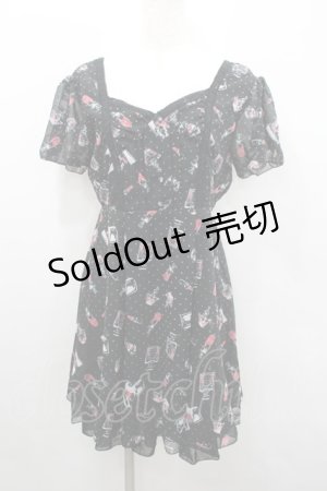 画像: axes femme / コスメ柄ワンピース  黒 I-26-02-08-088-AX-OP-SA-ZI