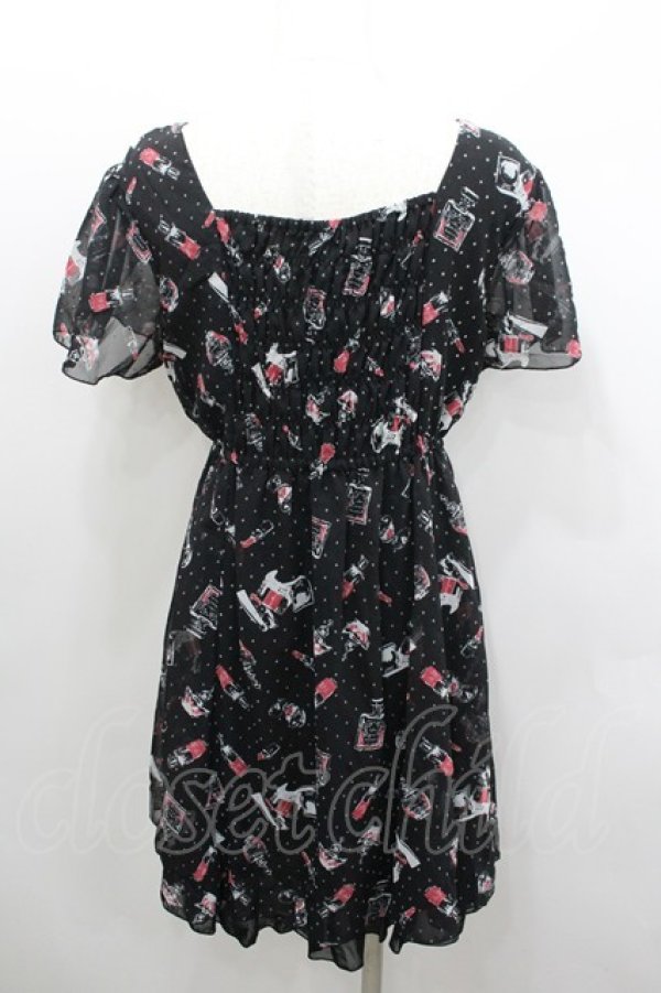 画像3: axes femme / コスメ柄ワンピース  黒 I-26-02-08-088-AX-OP-SA-ZI (3)