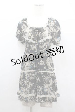 画像: axes femme / バードケージ柄シフォンシャーリングワンピース  黒 I-26-02-08-089-AX-OP-SA-ZI